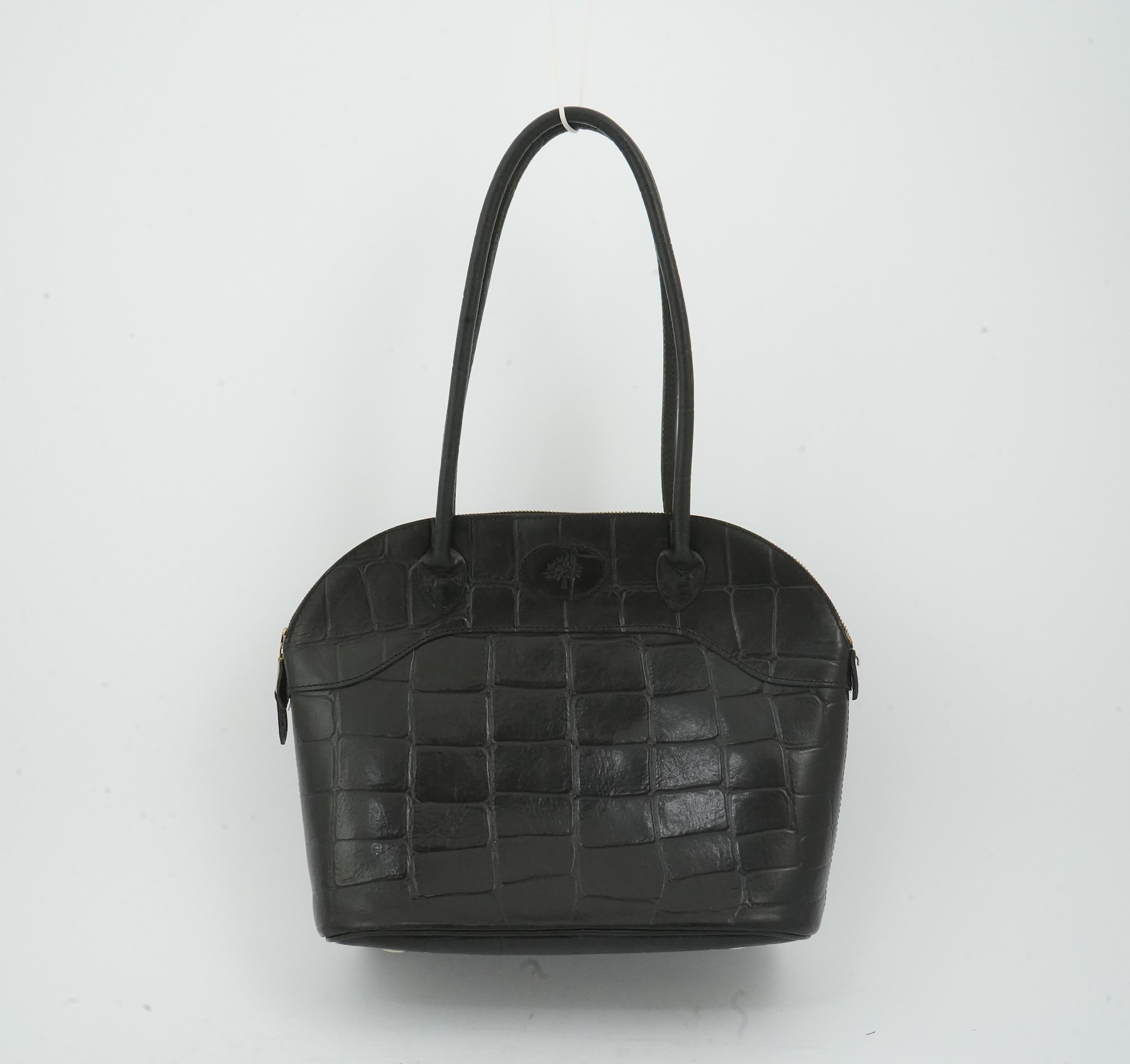 A Mulberry black moc croc shoulder bag